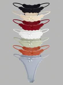 7 piezas Bragas con encaje en contraste - Multicolor - Ver 10