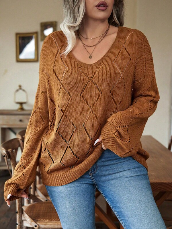 Calvaya Plus Size Women's Sweater With Drop Shoulder, For Winter
