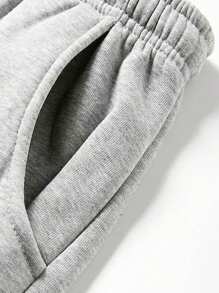Men's Solid Color Drawstring Pocket Elastic Cuff Casual Sweatpants