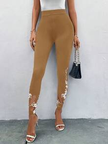 SHEIN Clasi Women's Printed Cutout Leggings - Apricot - View 4