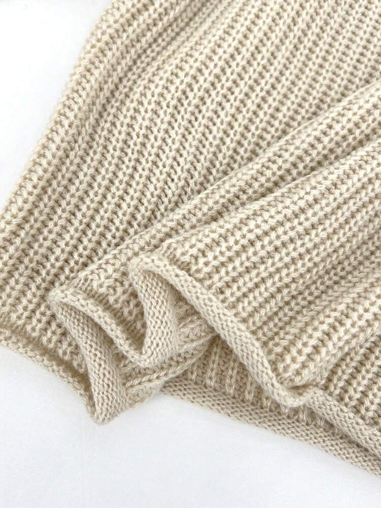 Solid Drop Shoulder Knit Pullover Fall Winter Sweater
