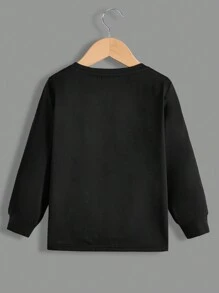 SHEIN 年輕男孩極簡時尚字母印花t恤 - 黑色 - 查看 2