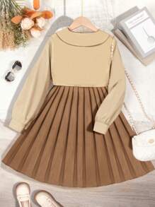 Teen Girl Casual And Elegant Waisted Pleated Dress Set With Crop Jacket