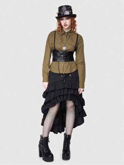 ROMWE Avant Einfarbiges Hemd Mit Taschendetails