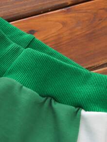 SHEIN 男孩撞色上衣和褲子套裝 - 青碧色 - 查看 4