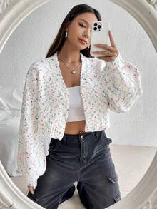 SHEIN Qutie Thuốc nhuộm Không gian Thả vai Cắt sửa áo lông cừu - Nhiều màu - Xem 6