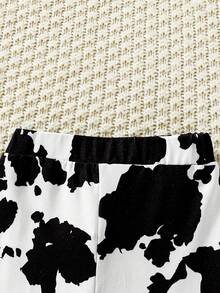 Baby Girl Cartoon Graphic Bodysuit & Cow Print Flare Leg Pants & Headband - Multicolor - View 8