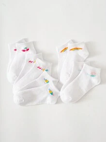 5雙孩子們的中性白色船襪適用於四季