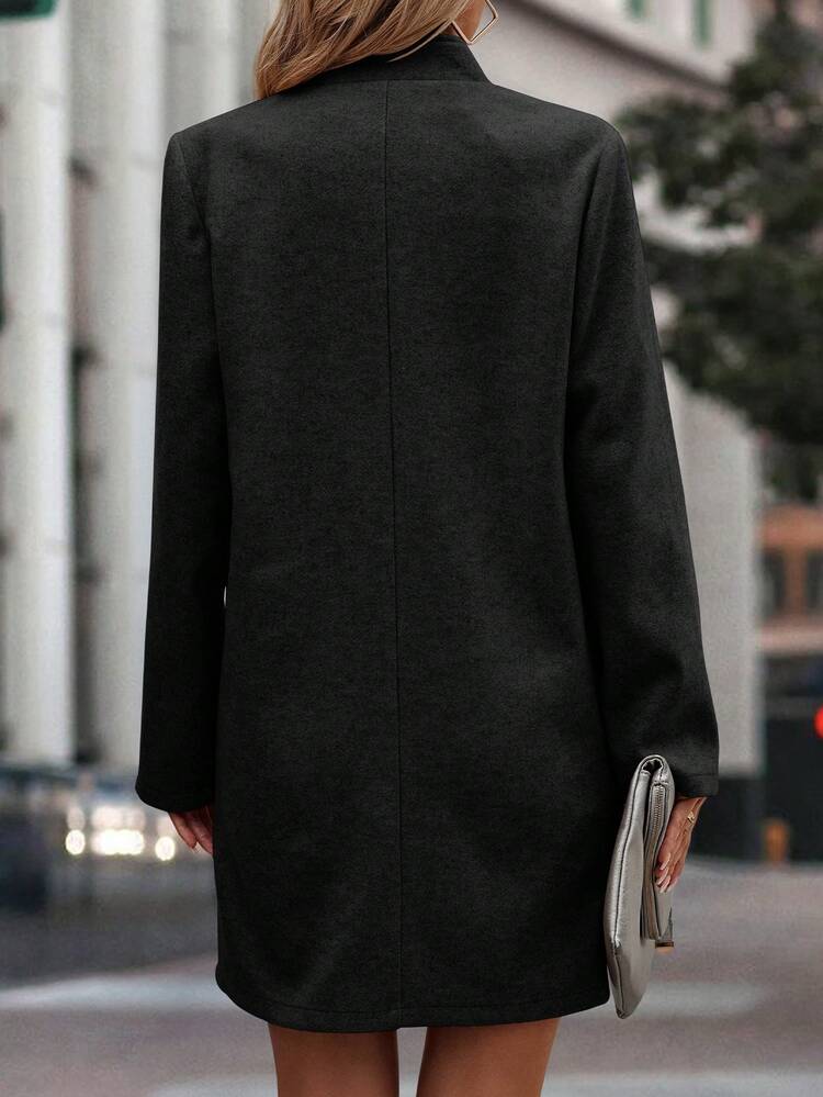 Women's Solid Color Mid-Length Woolen Coat Fall Cloth For Women