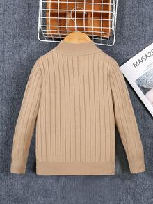 Cậu bé Tween Chất rắn Cổ giả Áo len - Màu Khaki - Xem 2