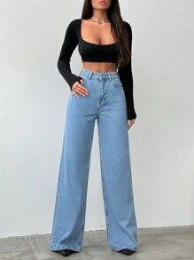 Slant Pocket Straight Leg Jeans