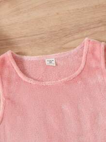 SHEIN Tween-Mädchen Rosa, flammhemmendes, zweiteiliges Homewear Set aus Plüsch im weichen und sauberen Stil
