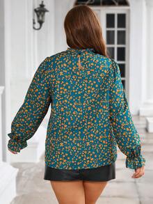 SHEIN Clasi 大尺碼女士花卉荷葉邊袖子襯衫 - 彩色 - 查看 2