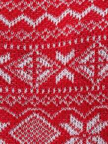 SHEIN Essnce Christmas Pattern Sweater Dress - Red and White - View 3