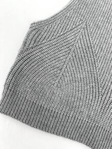 SHEIN Unity 女士纯色短款针织上衣 - 灰色 - 查看 3