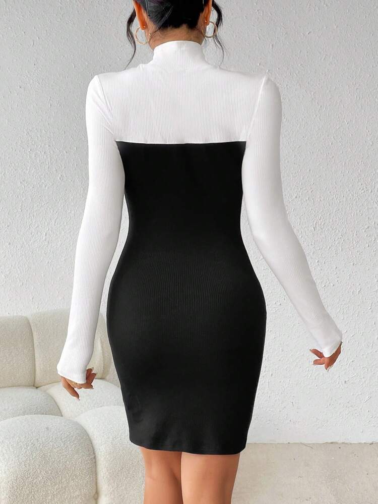 Women's Color Block Hollow Out Bodycon Dress