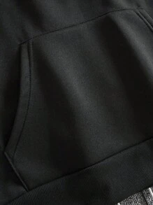 Men's Solid Color Hooded Sweatshirt - Black - View 3