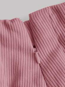 SHEIN MOD 秋冬纽扣背心西装外套和百褶裙 - 淺粉色 - 查看 3