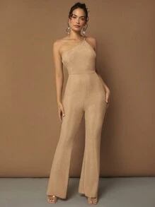 SHEIN BAE Bộ đồ liền thân hở lưng một bên vai dành cho nữ - Màu be - Xem 5