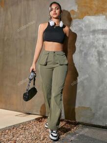 Pantalon Cargo Simple Et Décontracté Pour Femmes Avec De Grandes Poches Et Un Design Personnalisé