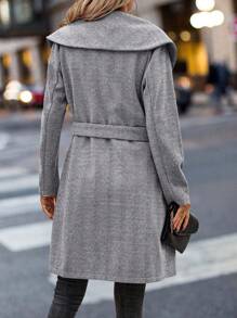 SHEIN LUNE Của phụ nữ In Houndstooth Khăn quàng Dây thắt lưng Len áo - Xám - Xem 2
