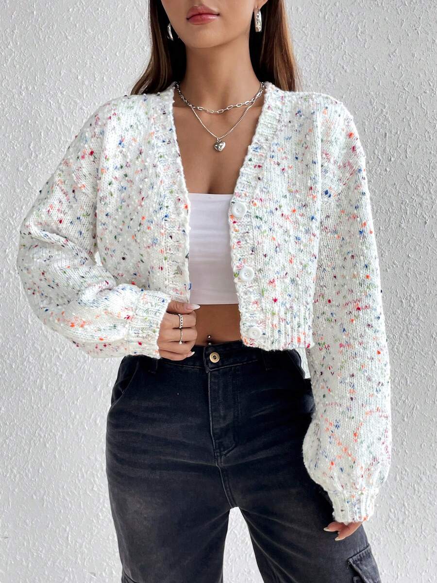 SHEIN Qutie Thuốc nhuộm Không gian Thả vai Cắt sửa áo lông cừu - Nhiều màu - Xem 1