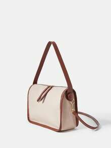 BizChic Double Zipper Decor Adjustable Strap Square Bag - Khaki - View 5