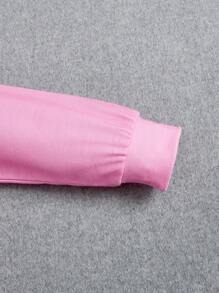 SHEIN 小女孩熊標語印花圓領連帽衫和運動褲套裝 - 粉色 - 查看 4