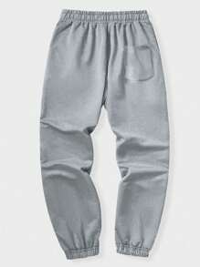 男士五角星印花休闲宽松运动裤 - 灰色 - 查看 2