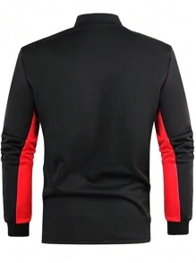 Manfinity LEGND Nam Màu sắc Tương phản Tay áo dài Áo polo - màu đen - Xem 2