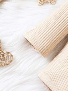 女嬰標語圖案荷葉邊連身背心&破洞毛邊牛仔半身裙 - 彩色 - 查看 5