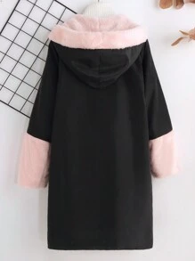 SHEIN Áo khoác mùa đông lót nhiệt ấm áp phong cách đường phố cho bé gái - màu đen - Xem 2