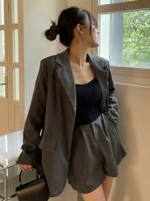 DAZY Của phụ nữ màu trơn Màu sắc Bộ đồ Bộ - Xám - Xem 7