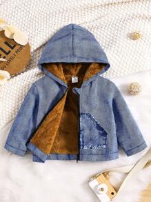 Bebé Chicos Abrigo con capucha forro polar - Azul - Ver 1