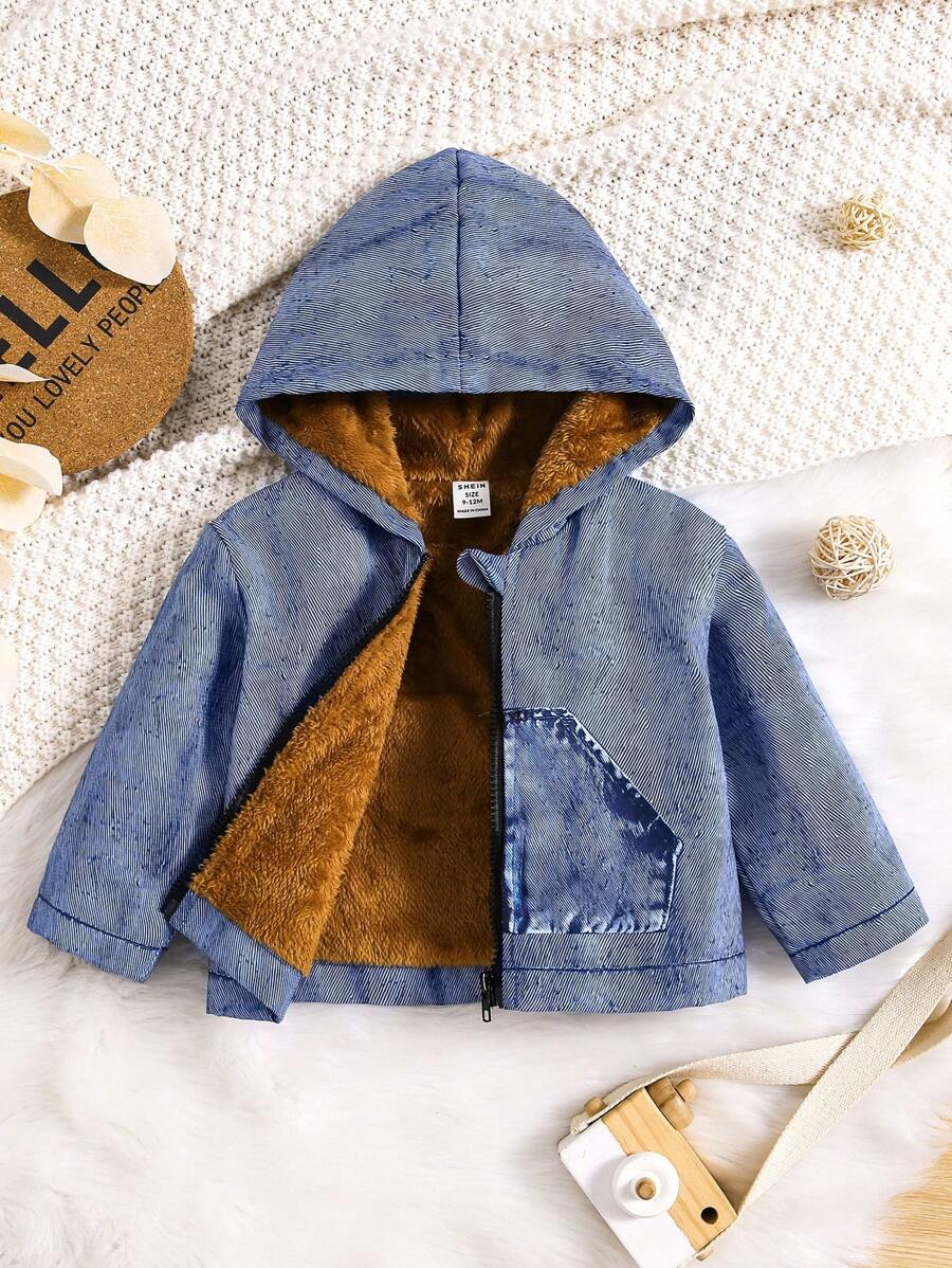 Bebé Chicos Abrigo con capucha forro polar - Azul - Ver 1