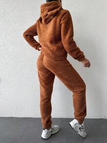 EURMUSE 3D Ear Design Teddy Hoodie & Pants