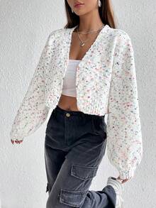 SHEIN Qutie Thuốc nhuộm Không gian Thả vai Cắt sửa áo lông cừu - Nhiều màu - Xem 4