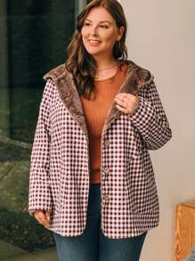EMERY ROSE Plus Size Plaid Lined Coat - Multicolor - View 1