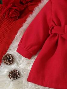 嬰兒女孩秋天優雅休閒圖案紅色的毛織品外套