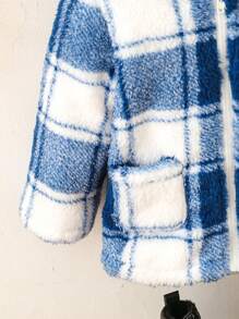 1入組嬰兒男孩休閒連帽夾克,秋天&冬天,格紋&長毛絨,百搭風格 - 藍色 - 查看 5