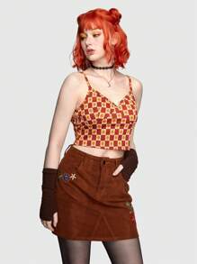 ROMWE Fairycore Débardeur Imprimé À Carreaux Floraux Pour Femmes