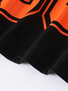 Aesthetic Post 數字和英文字母印花短袖網眼恤衫 - 黑色 - 查看 3