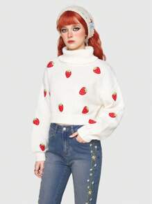 ROMWE Kawaii Suéter Con Estampado De Fresa Para Mujer - Multicolor - Ver 5