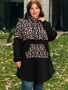 EMERY ROSE 大尺碼豹紋抽繩衛衣 - 彩色 - 查看 5