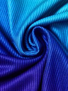 SHEIN LUNE Ombre Contrast Lace Button Front Tee Fall Cloth For Women - Multicolor - View 5