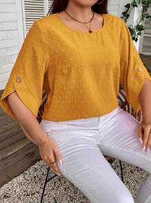 EMERY ROSE Hơn Chấm Swiss Tay áo loe Áo sơ mi - Màu vàng - Xem 4