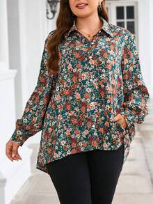 SHEIN Clasi Kích thước lớn In hoa Áo sơ mi Đối với phụ nữ - Nhiều màu - Xem 3