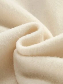 SHEIN LUNE Heart Printed Fleece Drawstring Hoodie - Apricot - View 5