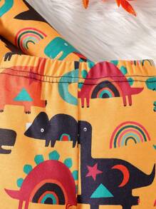 Baby Boy Snug Fit Cartoon Dinosaur Printed Home Clothes - Multicolor - View 4