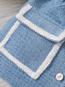 寶寶女孩秋冬套裝,無袖斜紋外套和針織長袖裙